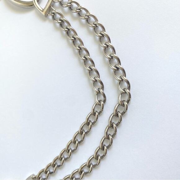 Napier Chunky Link Chain Necklace Double Layer Silver Statement Mob Wife 30” - Picture 4 of 9